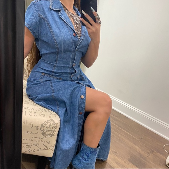 vintage denim maxi dress - Picture 2 of 7
